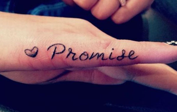 Hình xăm chữ Promise mang thông điệp tích cực