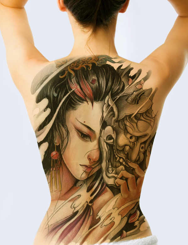Thưởng thức nghệ thuật hình xăm geisha mặt quỷ nửa lưng với những mẫu hình  xăm lạ mắt