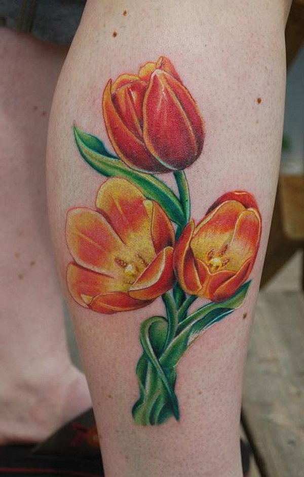 Hình xăm hoa tulip đẹp nhã nhặn và thanh tao